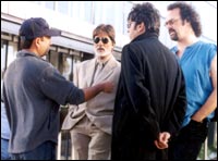 Sanjay Gupta instructing Amitabh Bachchan, Jeff Davies and Kumar Gaurav
