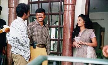 Saran and Shalini on the sets of Amarkalam