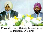 Parvinder Singh (L) and his successor D S Brar