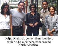 Daljit Dhaliwal, center, from London, with SAJA members  from around North America