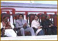 Mulayam Singh,
Amitabh and Jaya Bachchan, and Amar Singh
