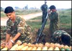 Jawans checking munitions at a border post